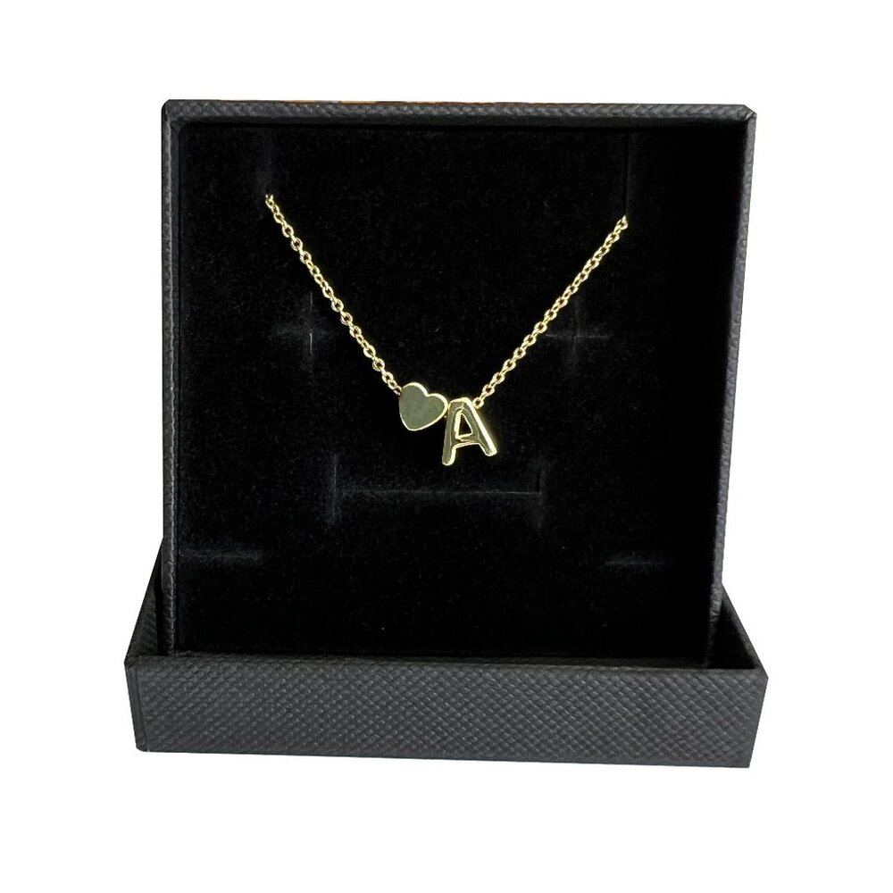 NEW 14K Gold Plated Gold Heart Initial Necklace Letter A Simple Cute 🎉 Host Pick - Picture 2 of 2